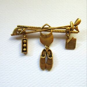 Danecraft Golf Brooch Shoes Scorecard Balls Vintage Pin